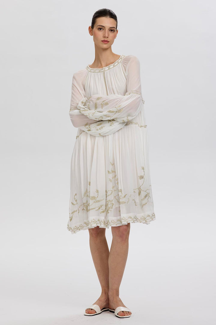 Felicity Ethnic Embroidery Silk Mini Dress