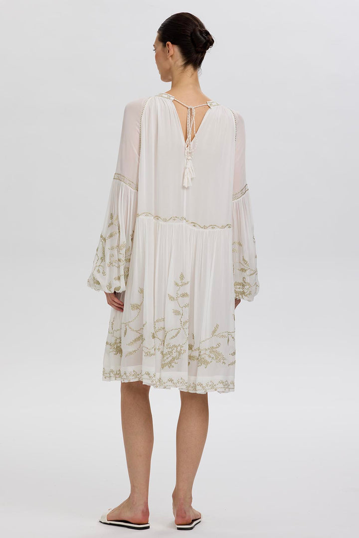 Felicity Ethnic Embroidery Silk Mini Dress