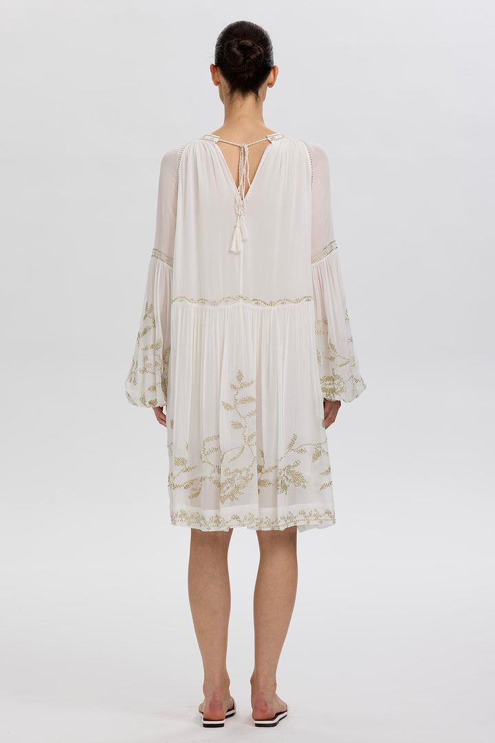 Felicity Ethnic Embroidery Silk Mini Dress
