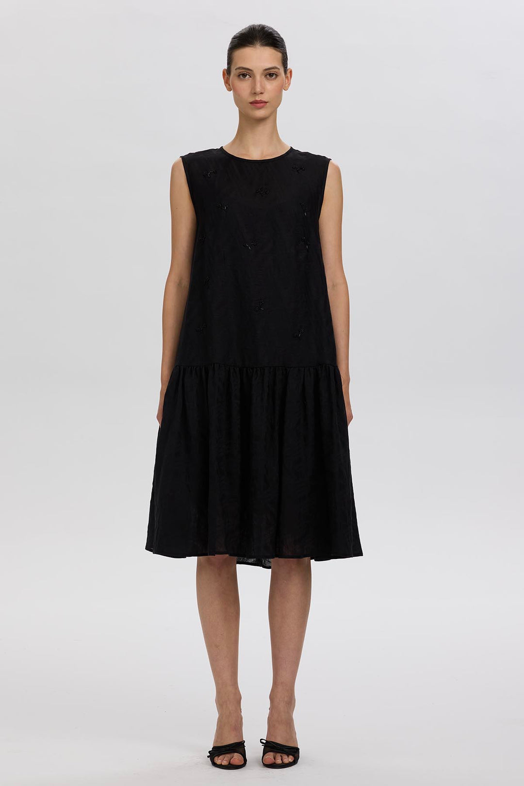 Cobble Sleeveless Black Mini Dress