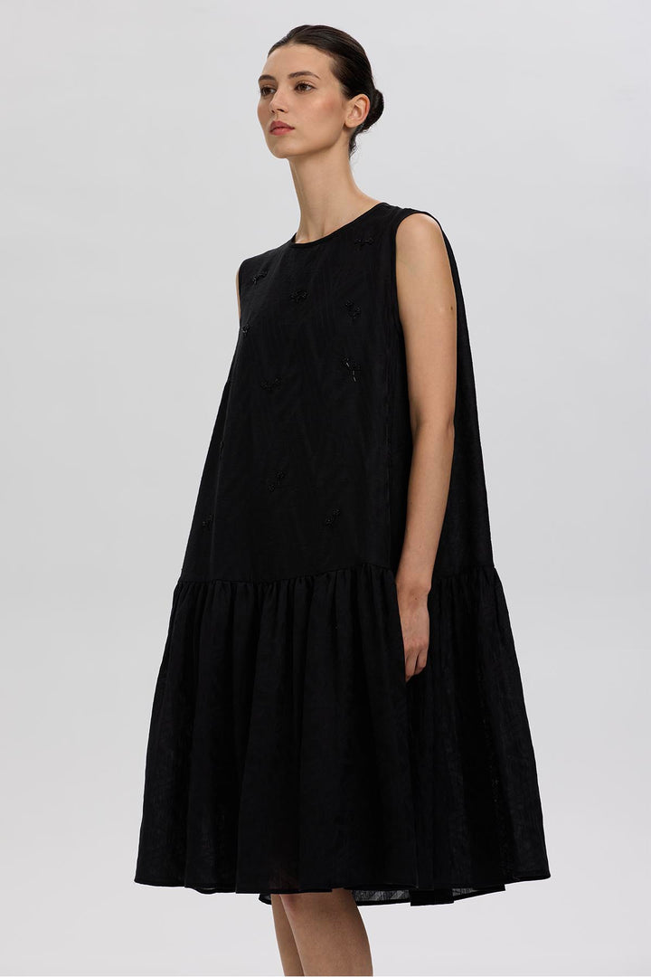 Cobble Sleeveless Black Mini Dress