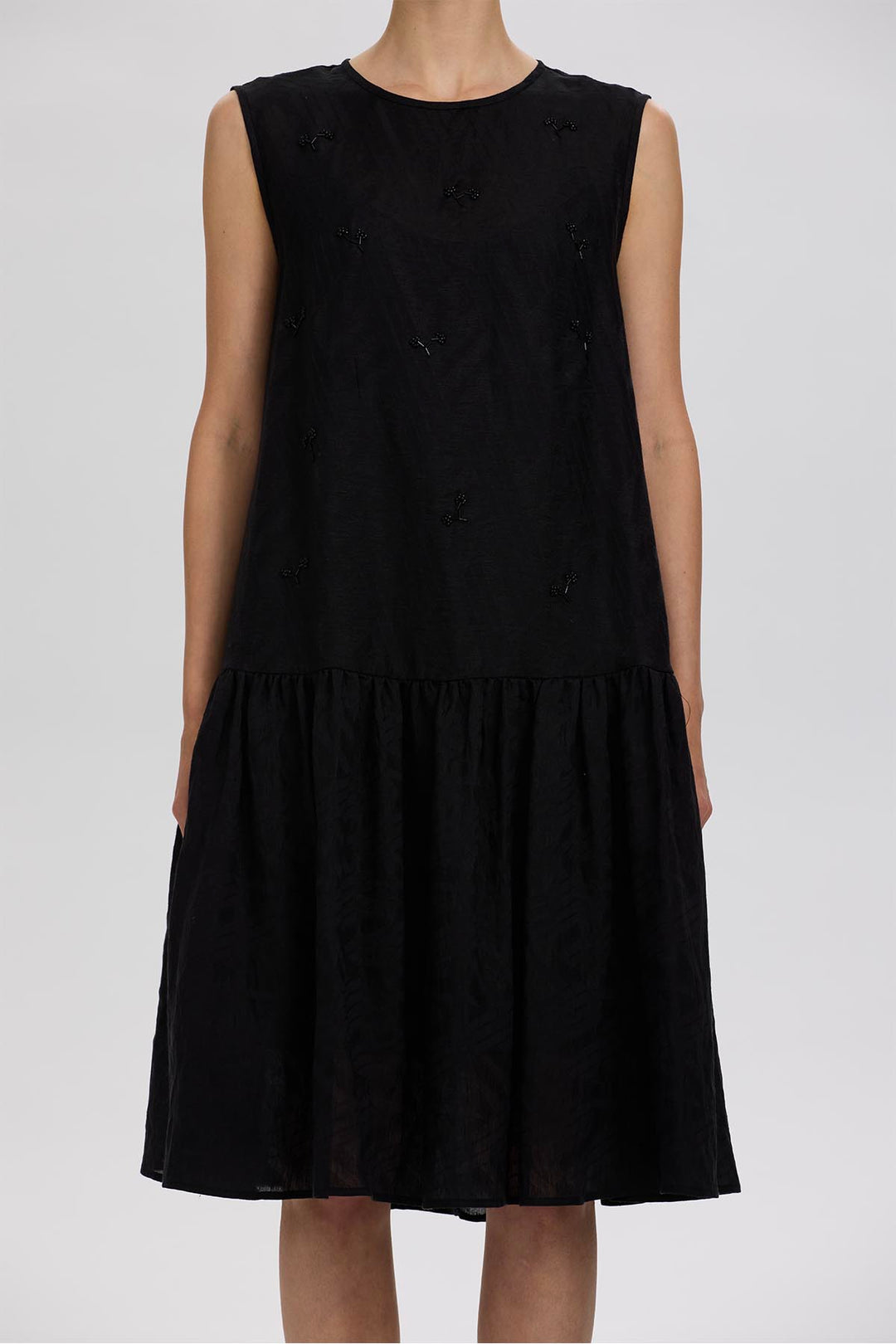 Cobble Sleeveless Black Mini Dress