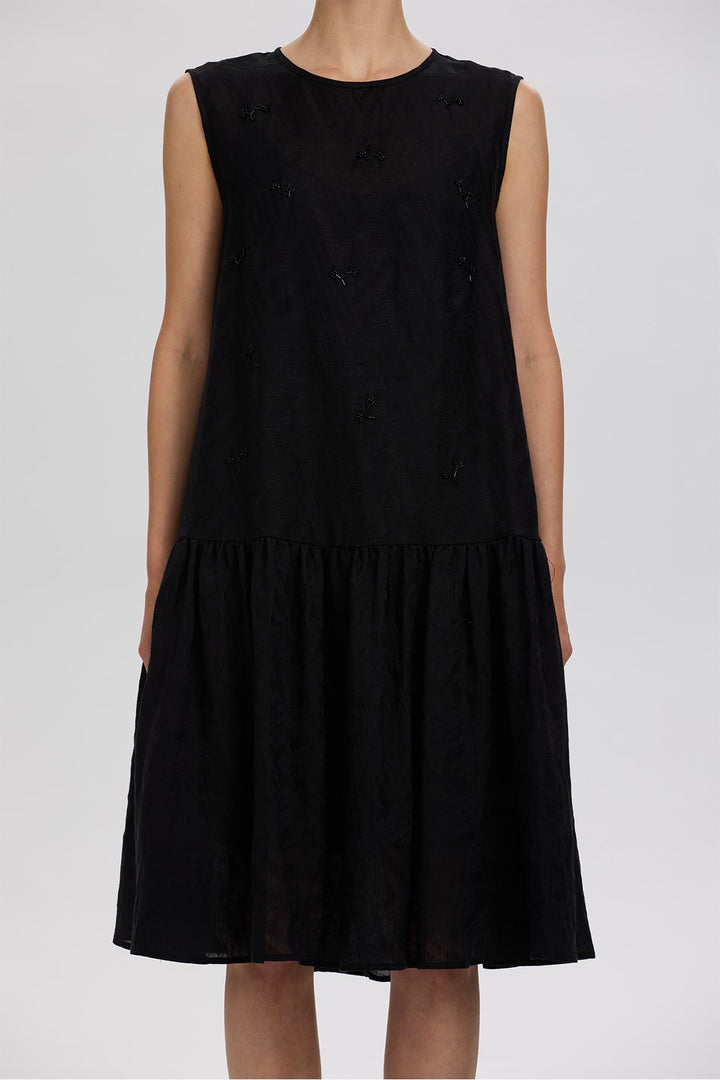 Cobble Sleeveless Black Mini Dress