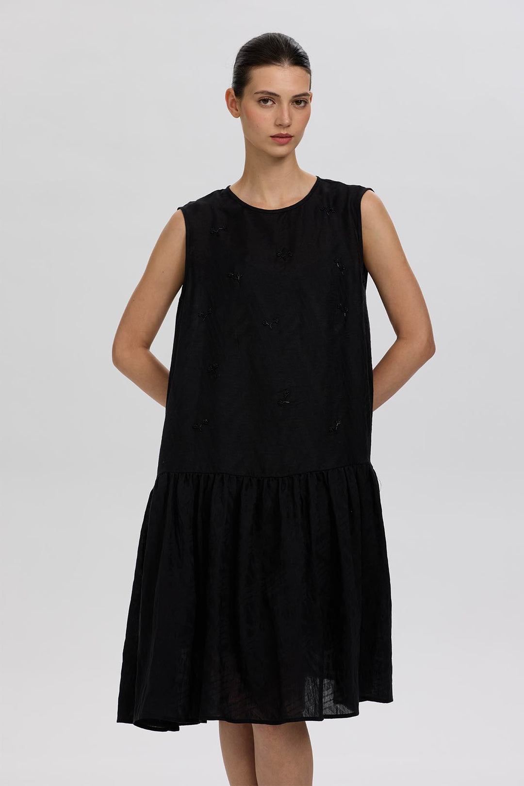 Cobble Sleeveless Black Mini Dress