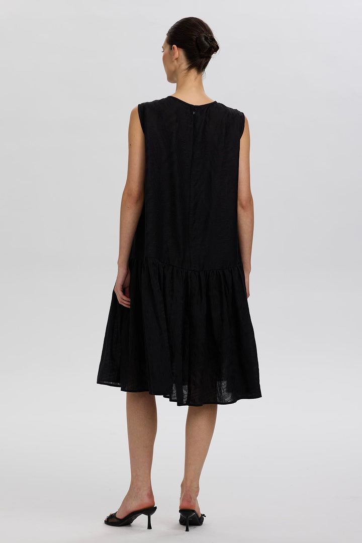 Cobble Sleeveless Black Mini Dress