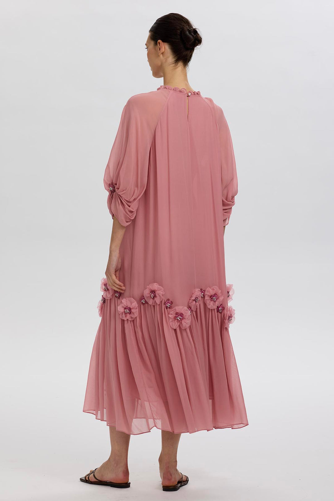 Magda Handcrafted Flowers Silk Dress