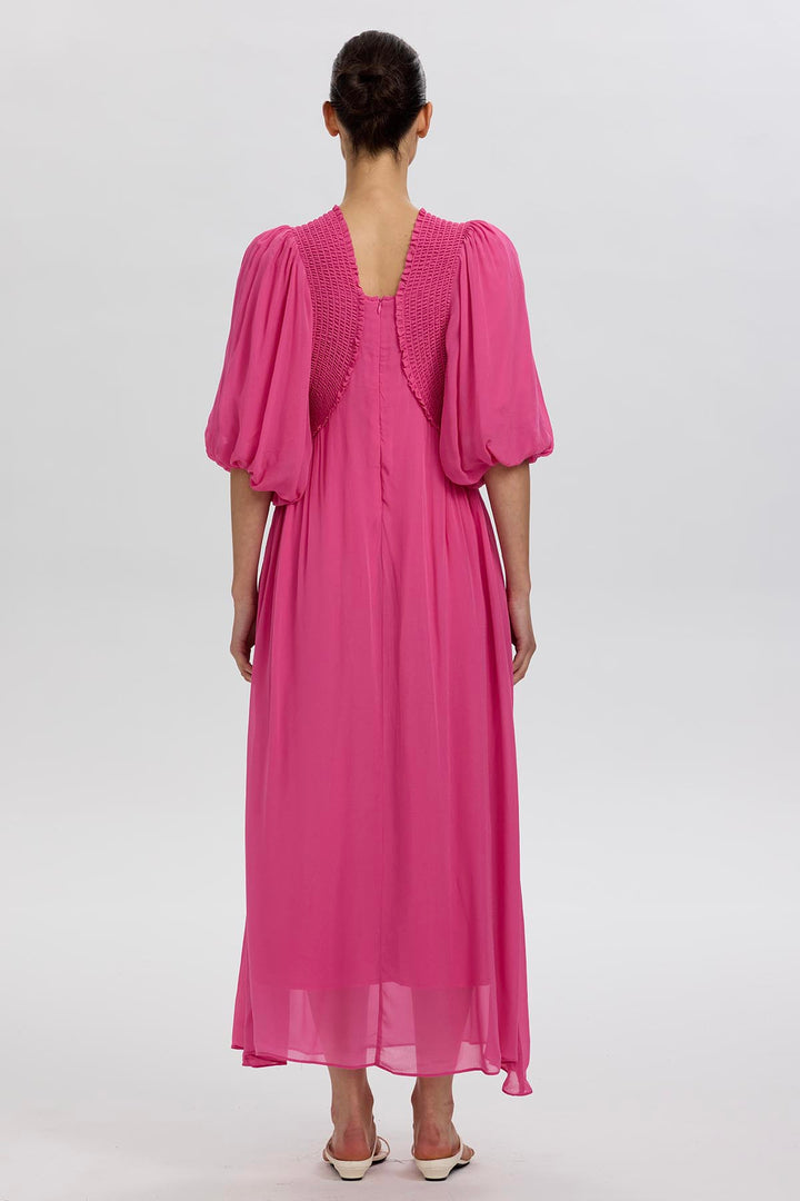 Vivienne Pleated Detail Puff Sleeve Dress