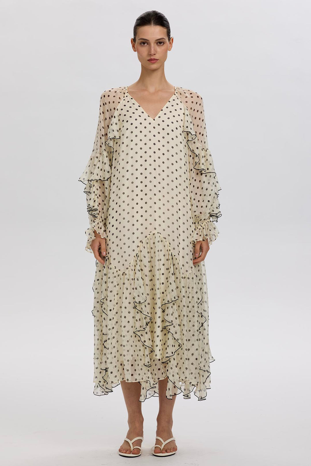 Sammie Ruffled Polka Dot Silk Dress