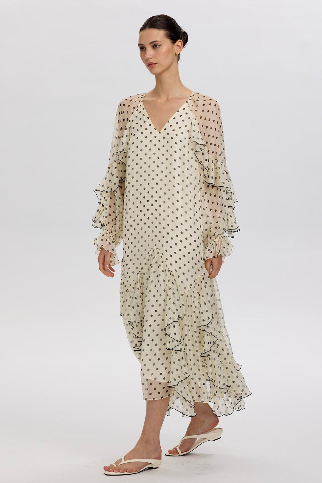 Sammie Ruffled Polka Dot Silk Dress