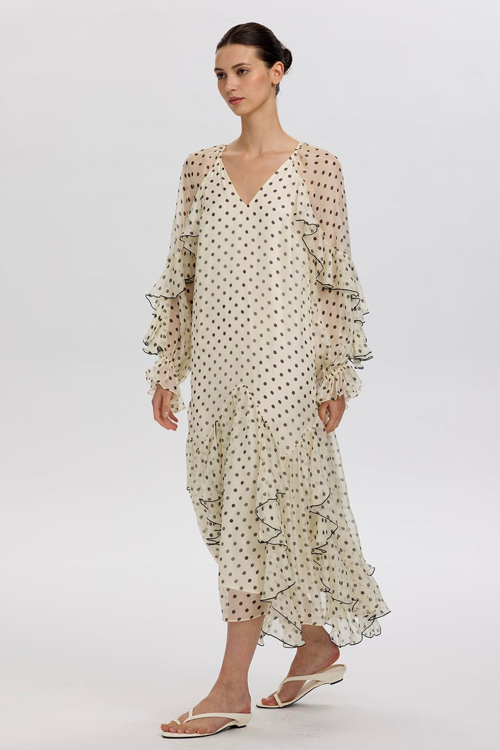 Sammie Ruffled Polka Dot Silk Dress