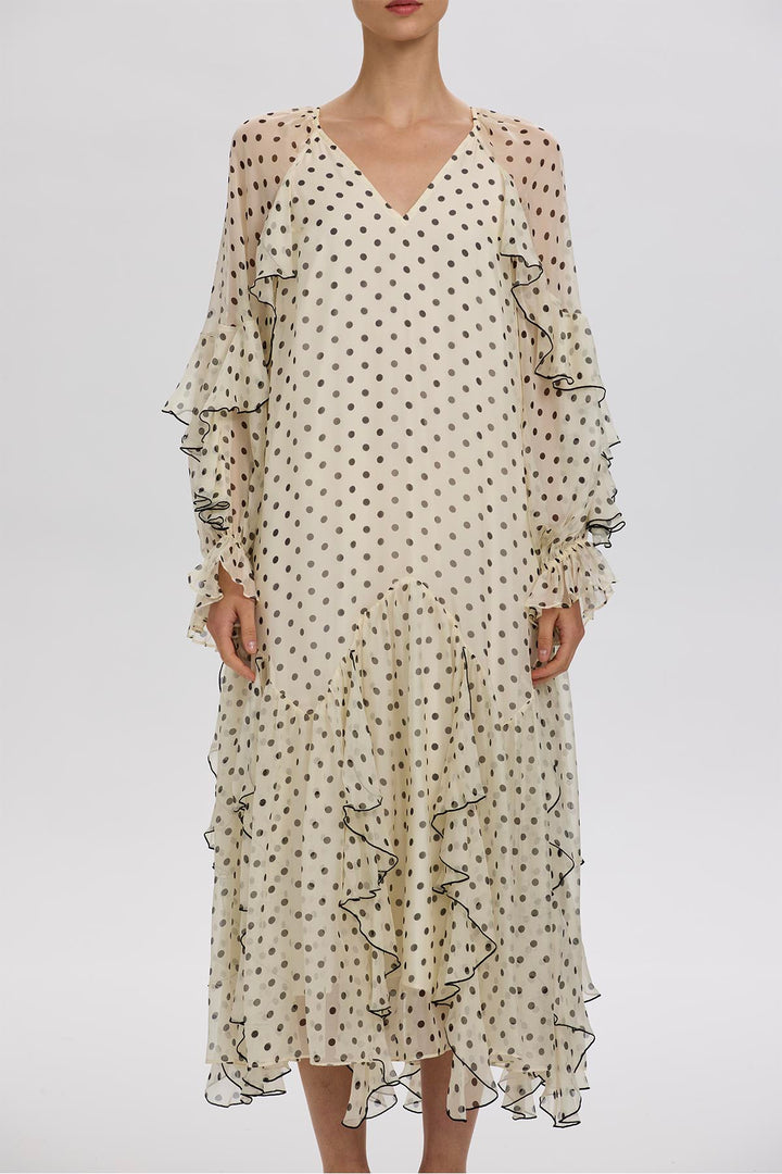 Sammie Ruffled Polka Dot Silk Dress