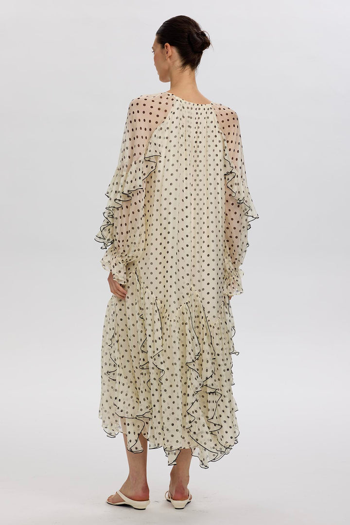 Sammie Ruffled Polka Dot Silk Dress
