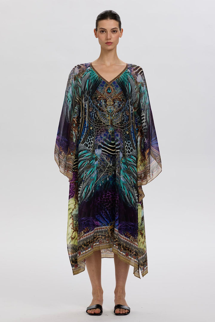Gia V-Neck Casual Print Silk Dress