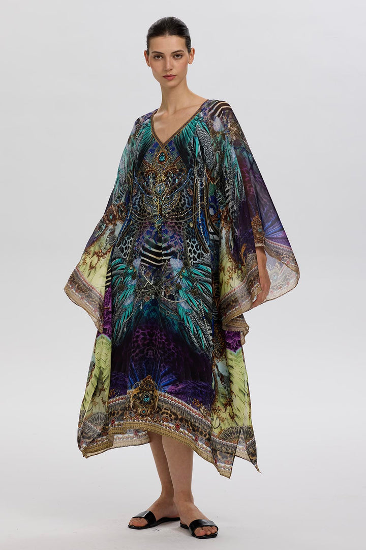 Gia V-Neck Casual Print Silk Dress