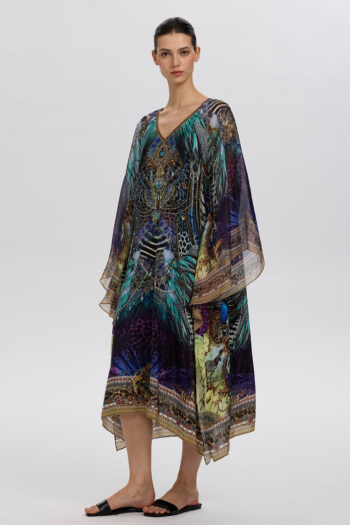 Gia V-Neck Casual Print Silk Dress
