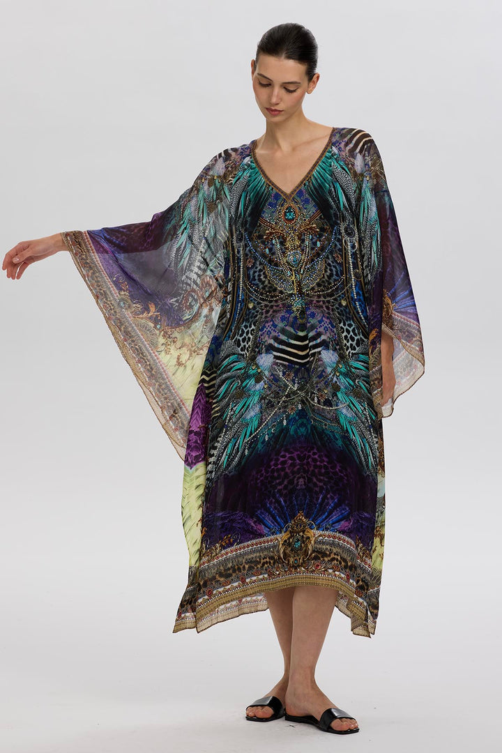 Gia V-Neck Casual Print Silk Dress