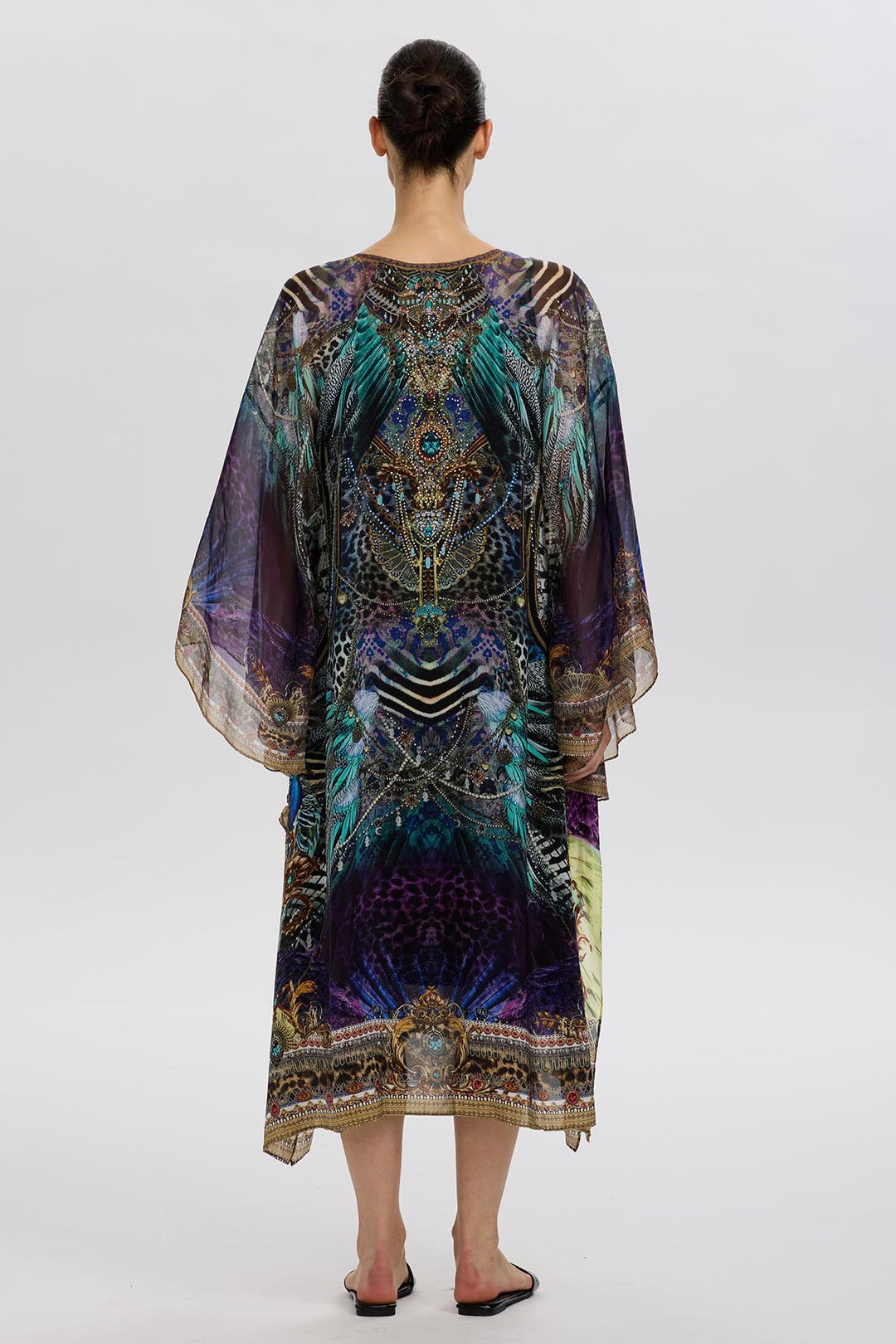 Gia V-Neck Casual Print Silk Dress