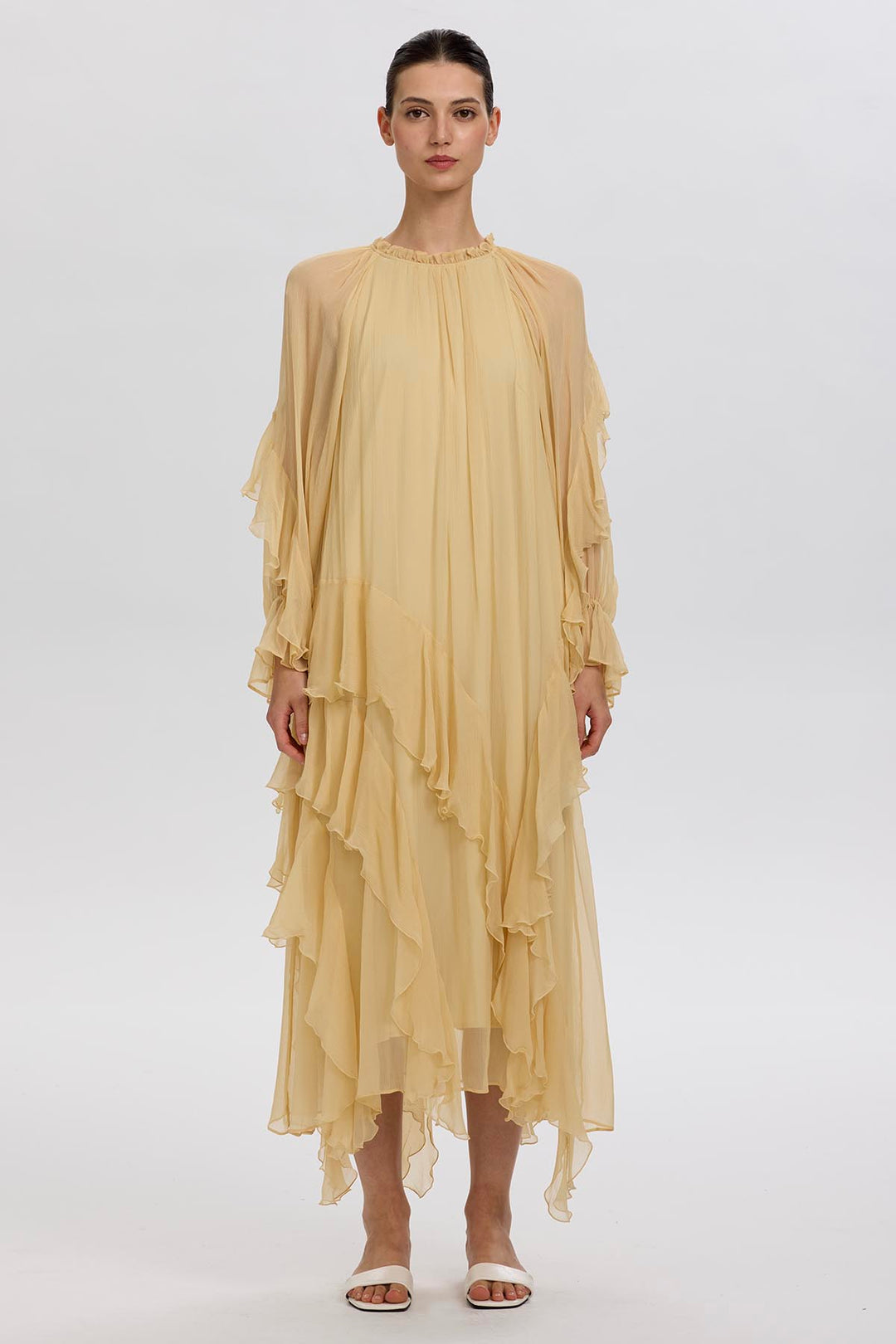 Mazzy Ruffle Silk Dress