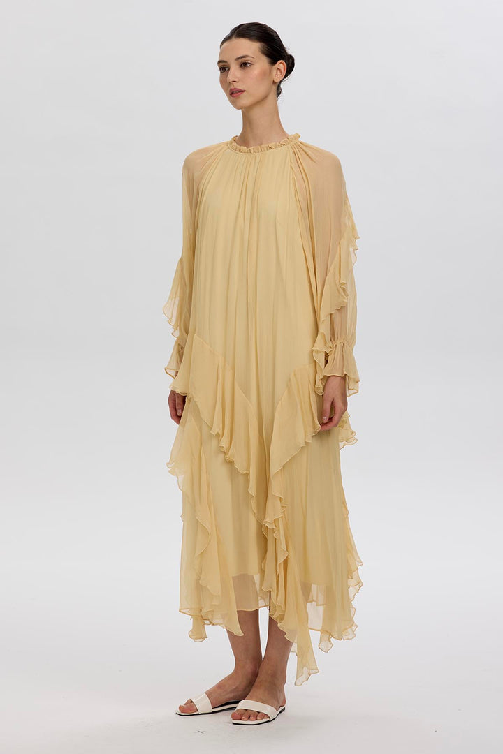 Mazzy Ruffle Silk Dress