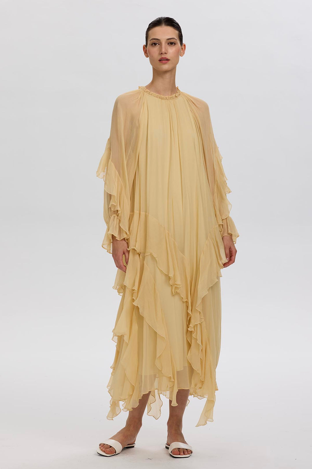 Mazzy Ruffle Silk Dress