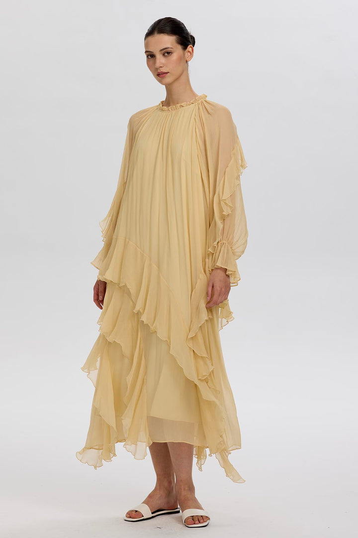 Mazzy Ruffle Silk Dress