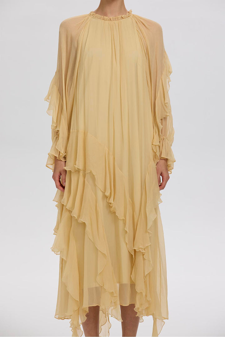 Mazzy Ruffle Silk Dress