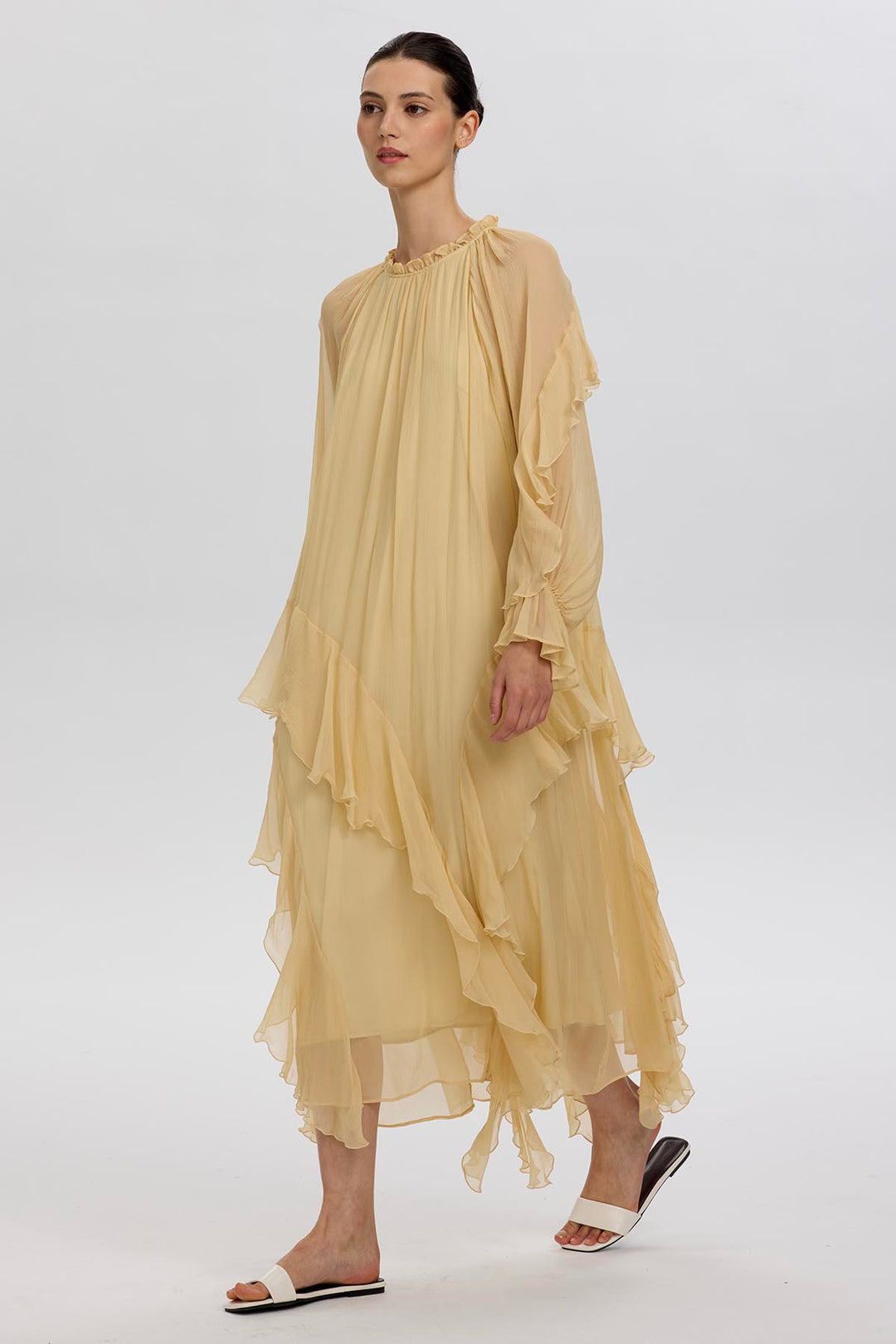 Mazzy Ruffle Silk Dress