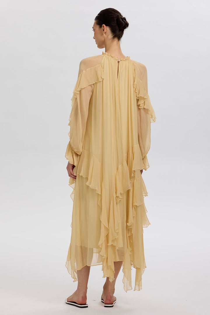 Mazzy Ruffle Silk Dress