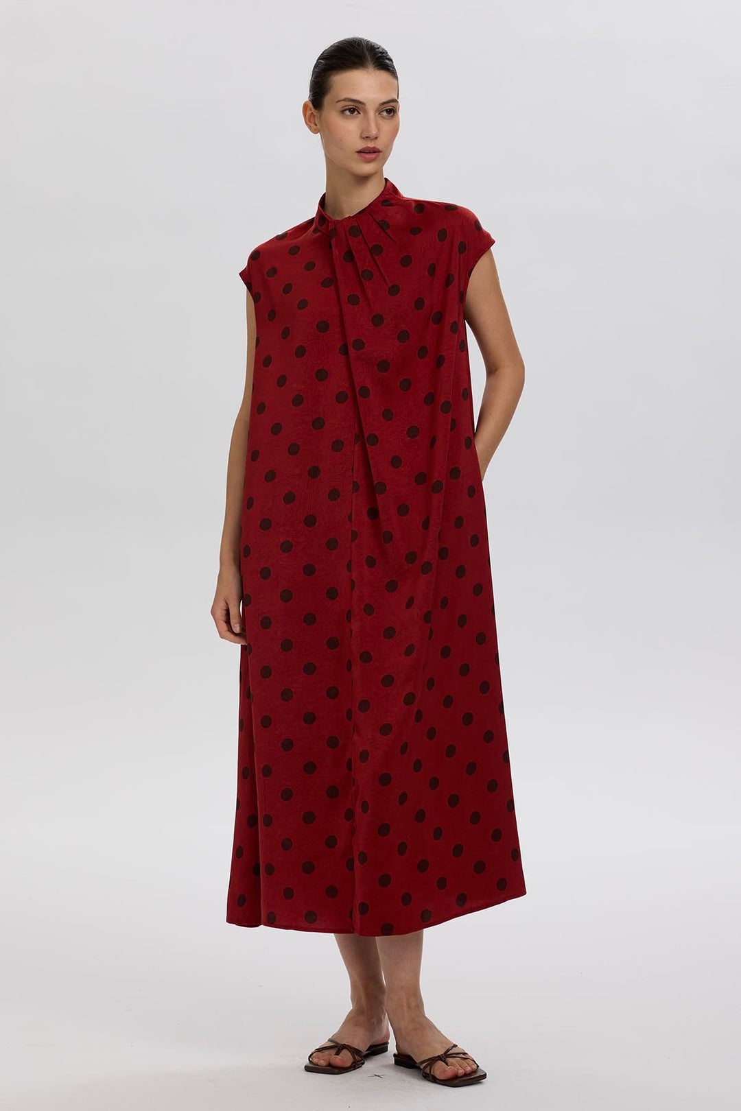 Norie Polka Dot Pleated Dress