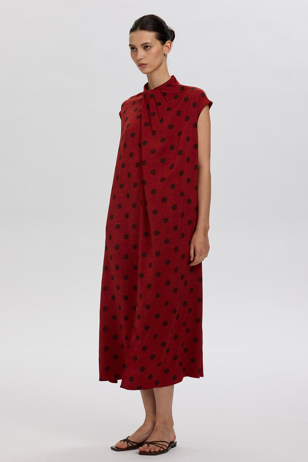 Norie Polka Dot Pleated Dress