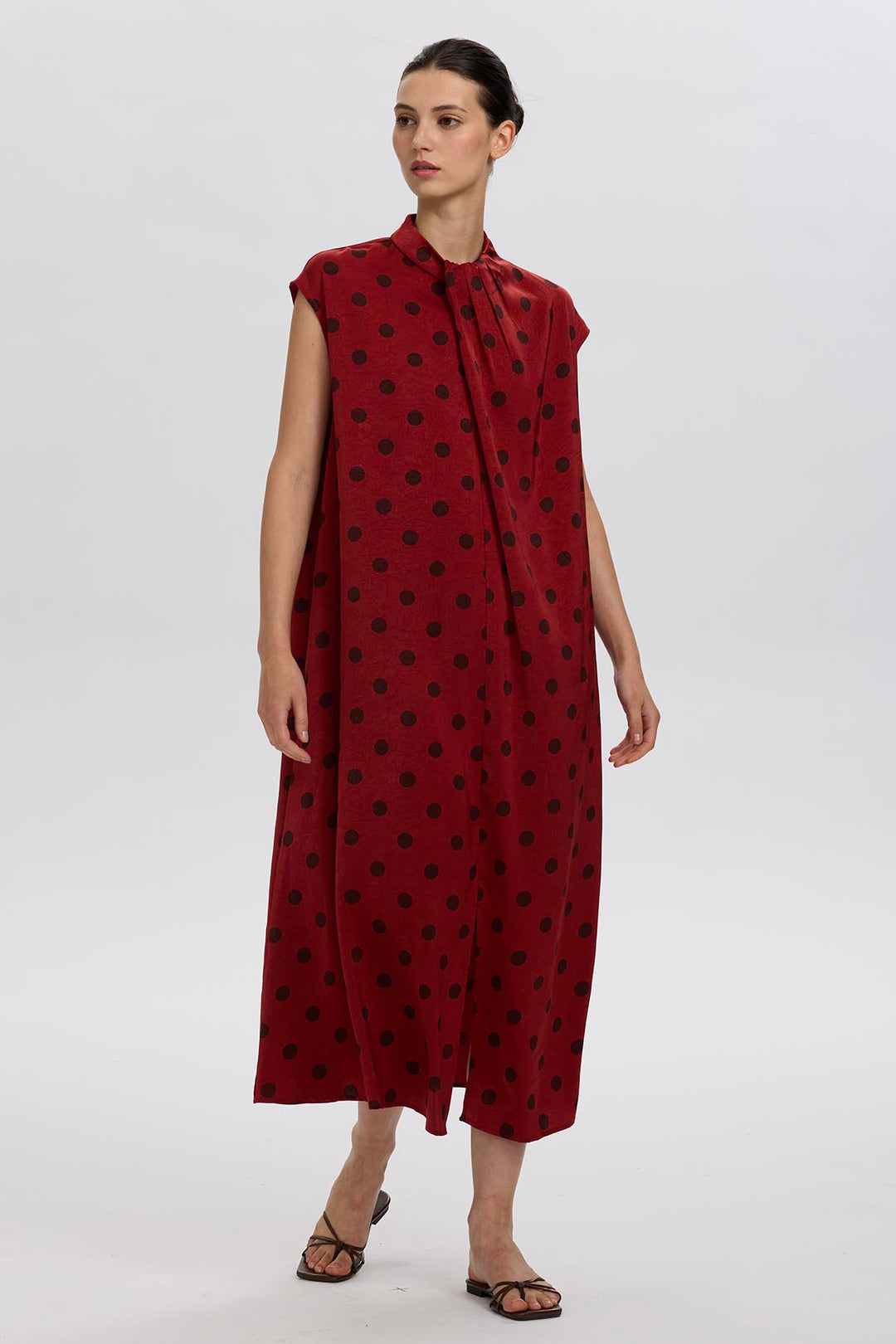 Norie Polka Dot Pleated Dress