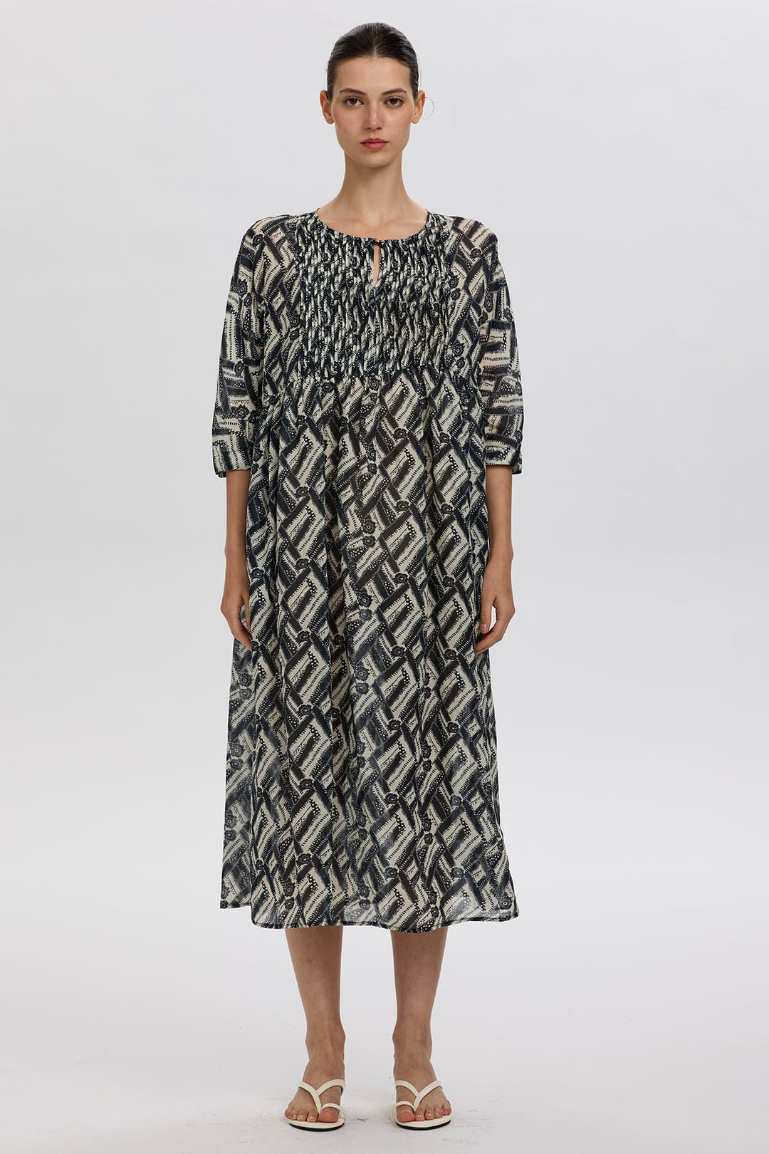 Hera Linen Print Dress