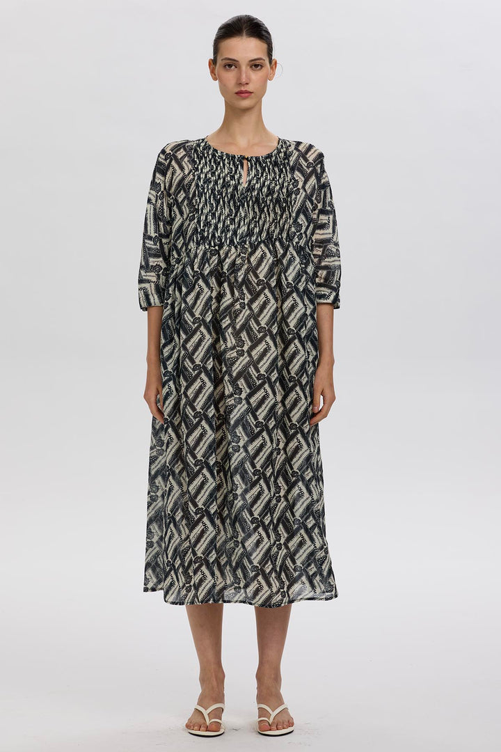 Hera Linen Print Dress
