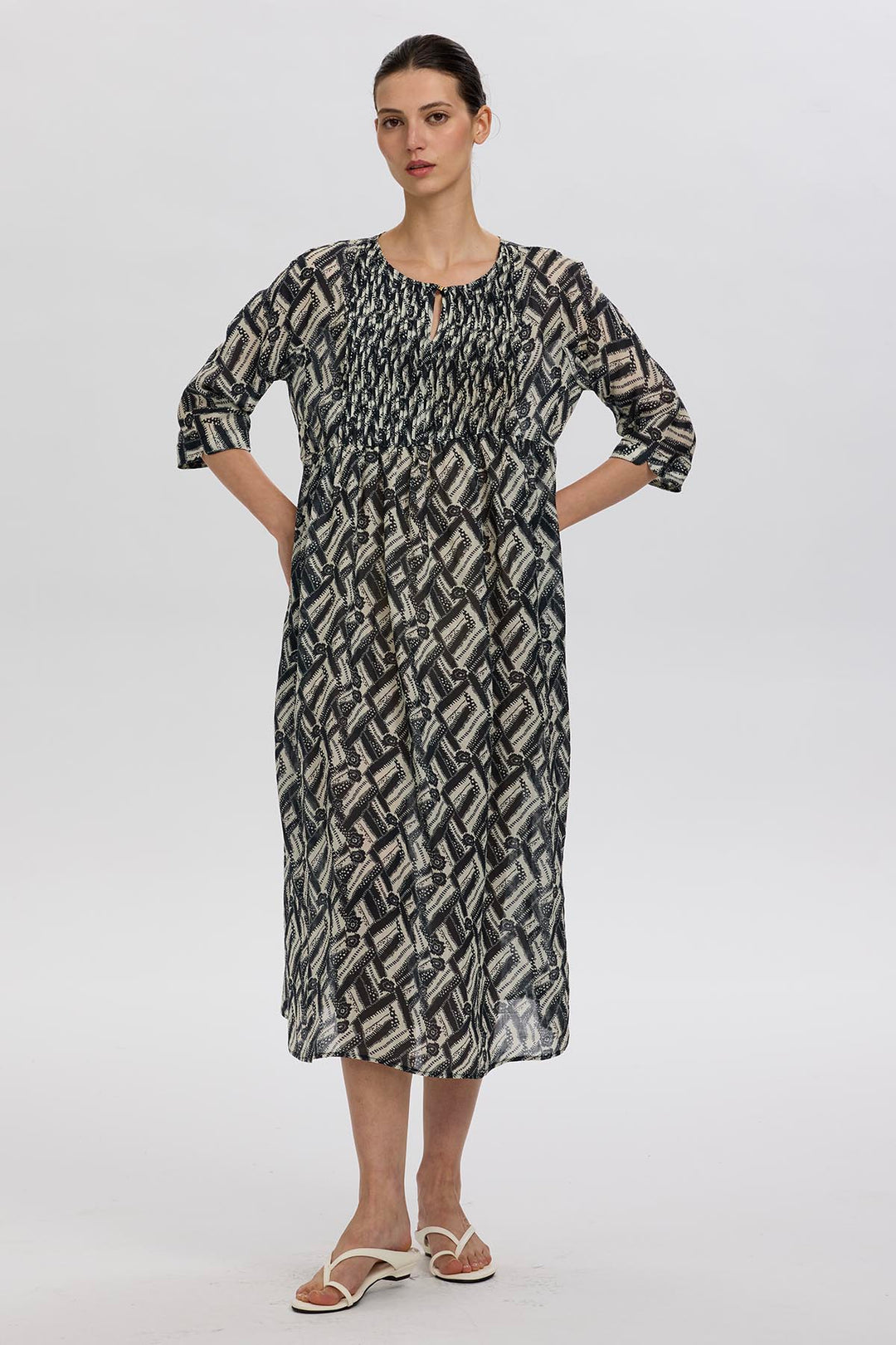 Hera Linen Print Dress