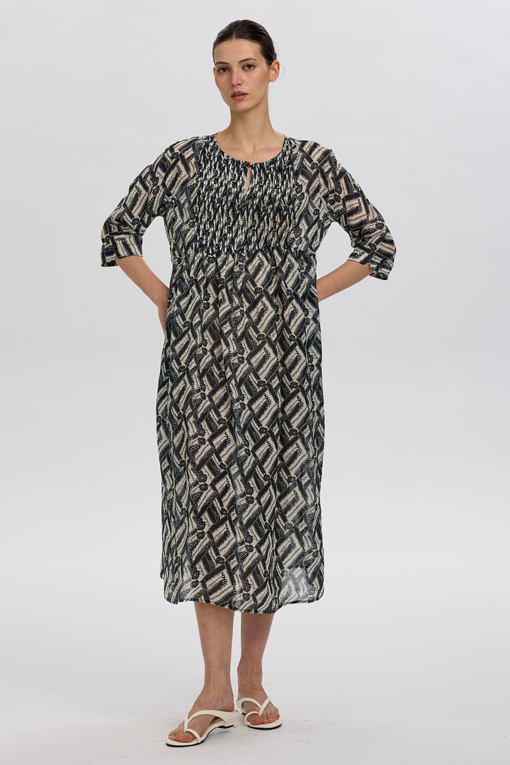Hera Linen Print Dress