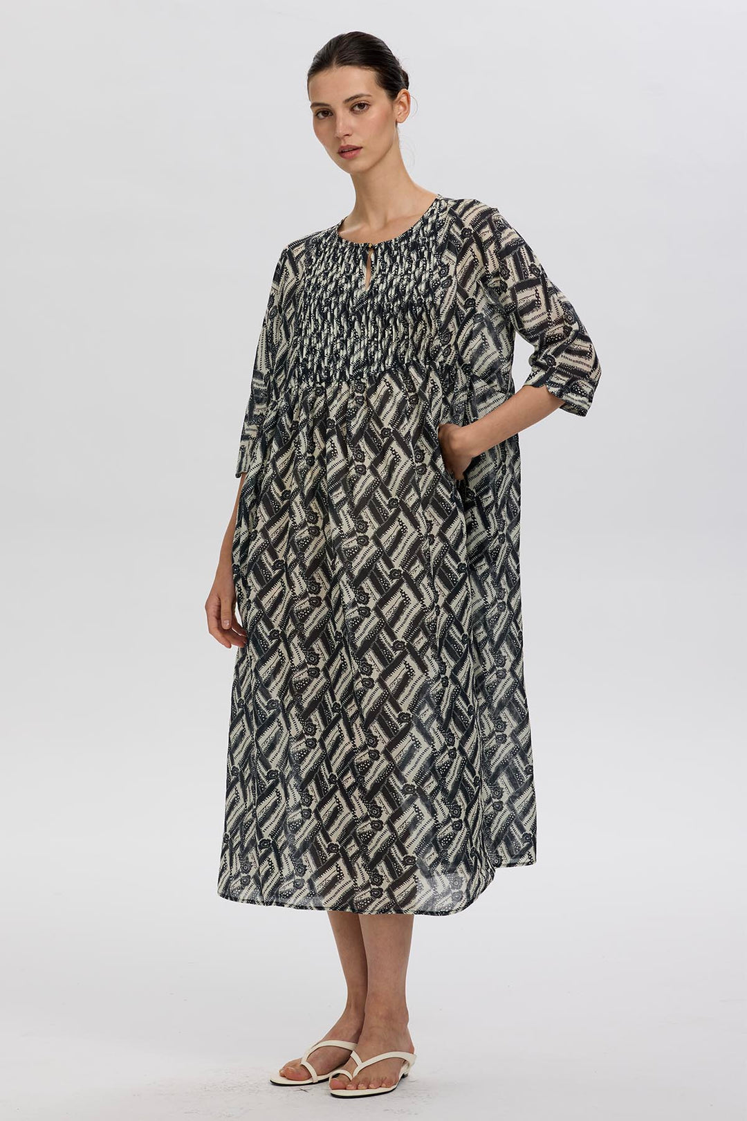 Hera Linen Print Dress