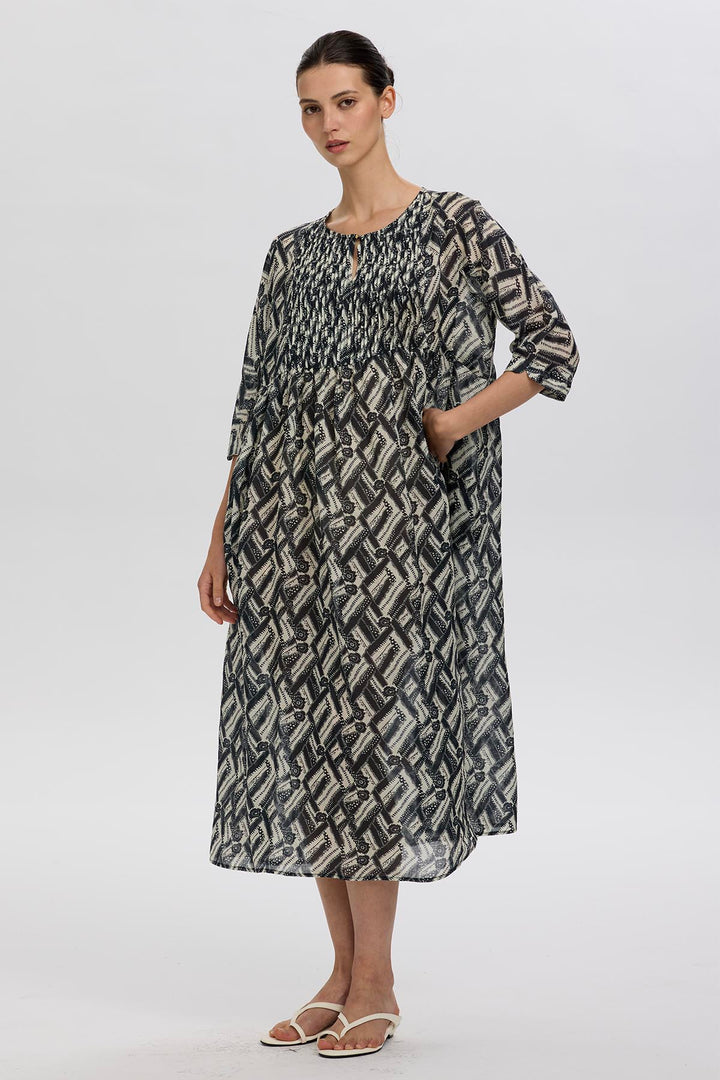 Hera Linen Print Dress