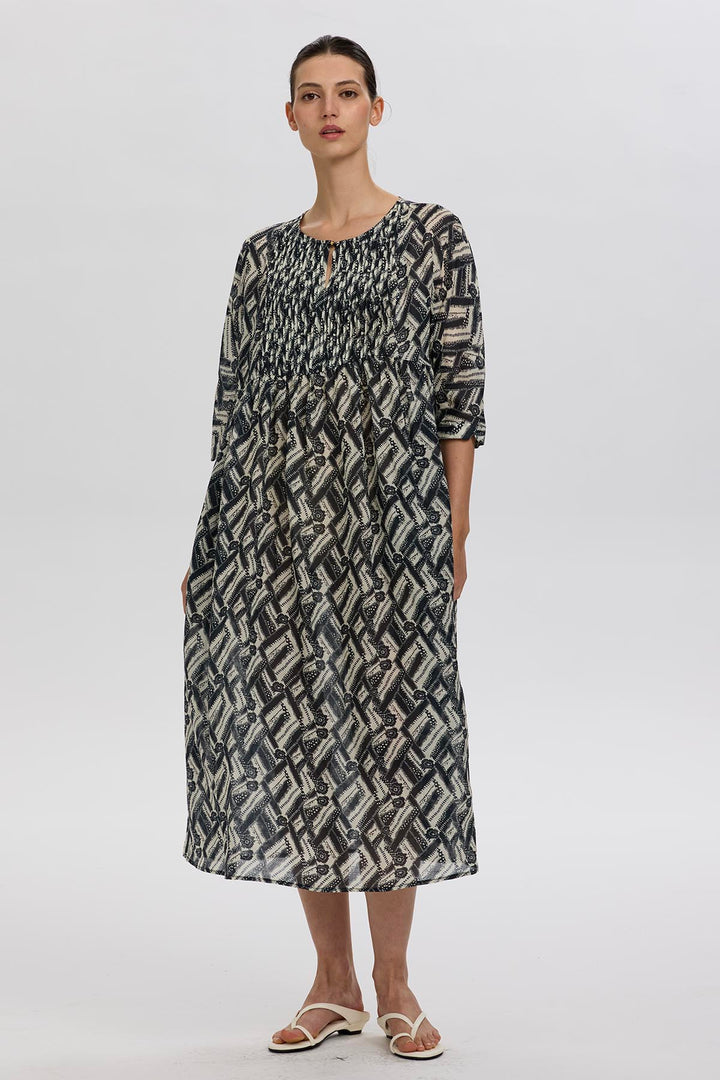 Hera Linen Print Dress