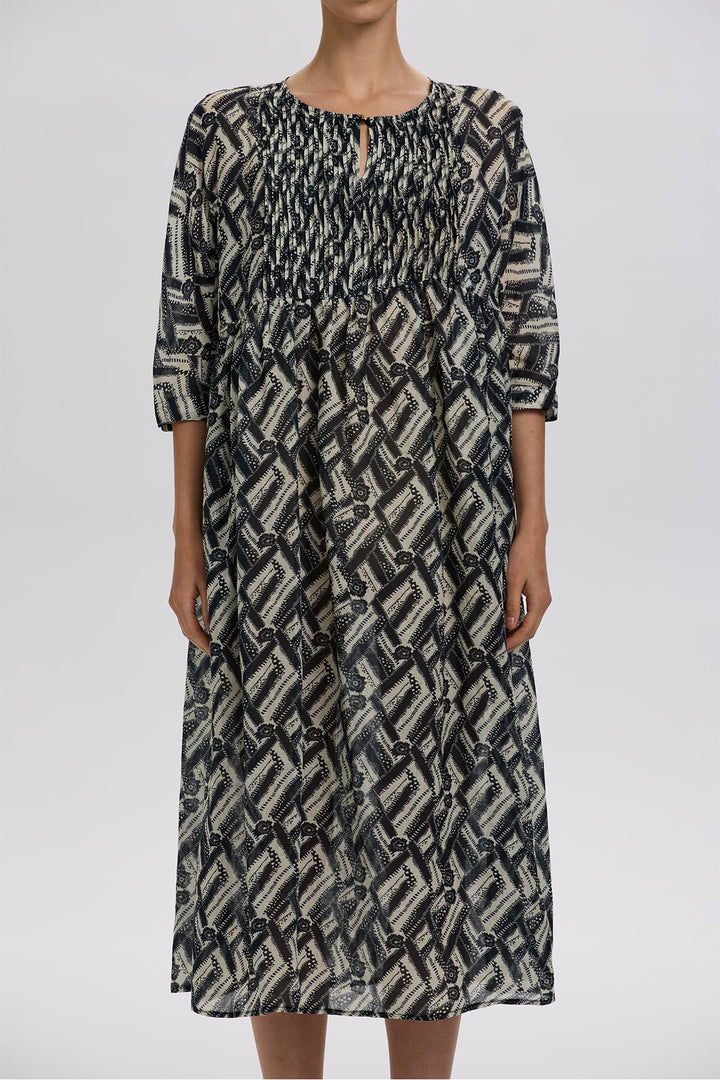 Hera Linen Print Dress
