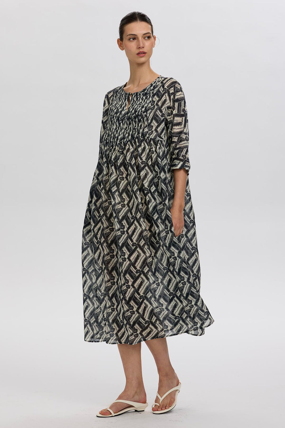 Hera Linen Print Dress