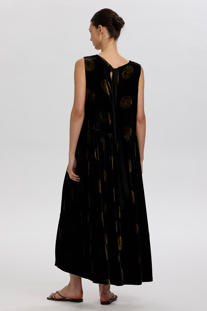 Bethany Sleeveless Polka Dot Velvet Dress