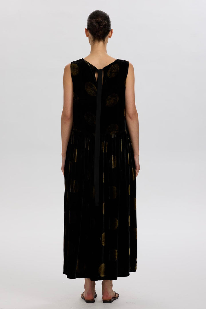 Bethany Sleeveless Polka Dot Velvet Dress