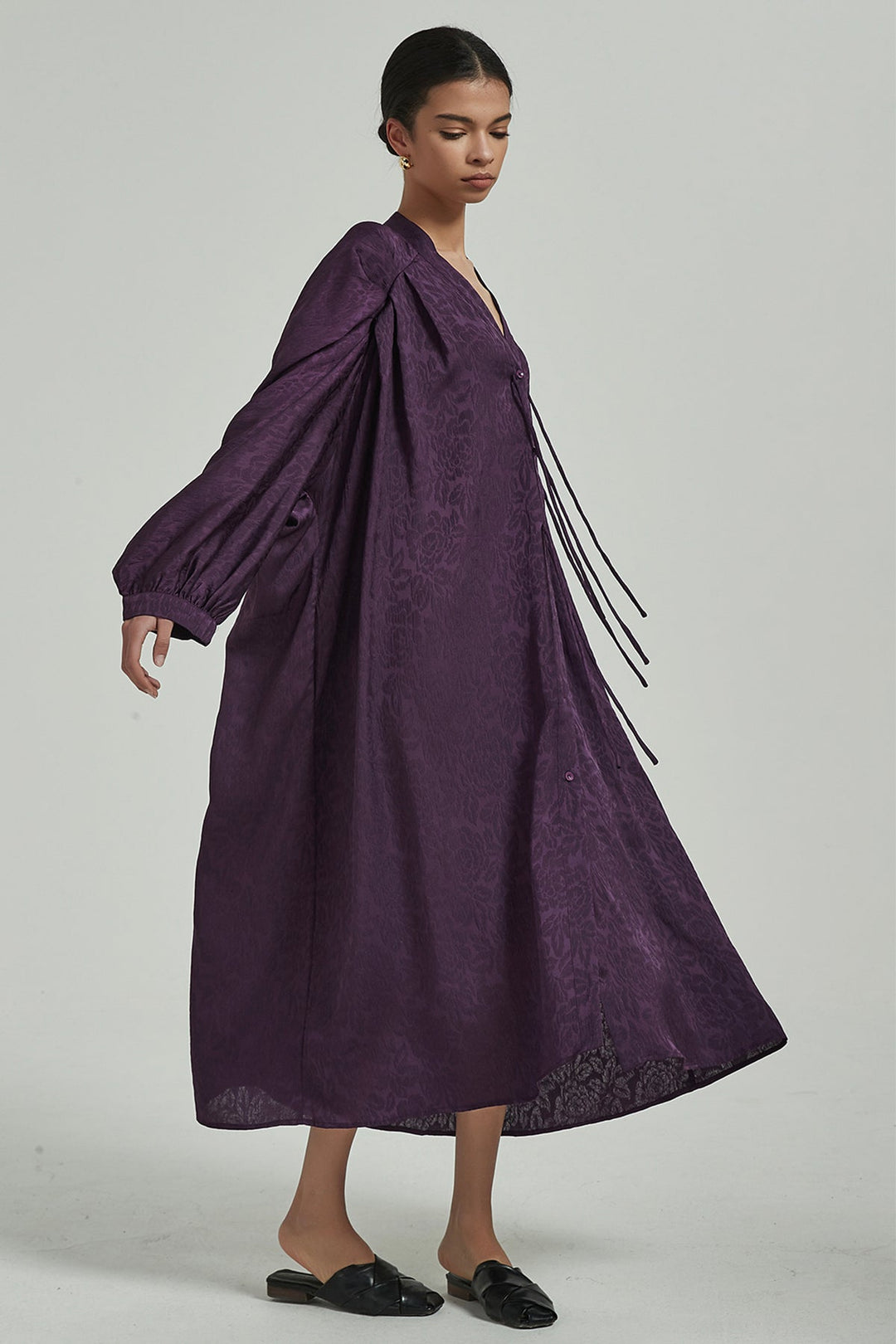 Elegant Plus Size Batwing Sleeve Cozy Maxi Dress