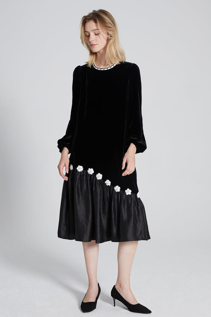 Ellora Splice Velvet Dress