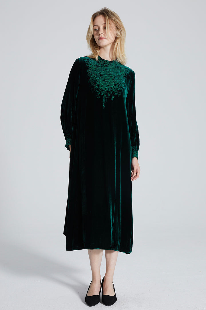 Chrystal Embroidered Velvet Dress