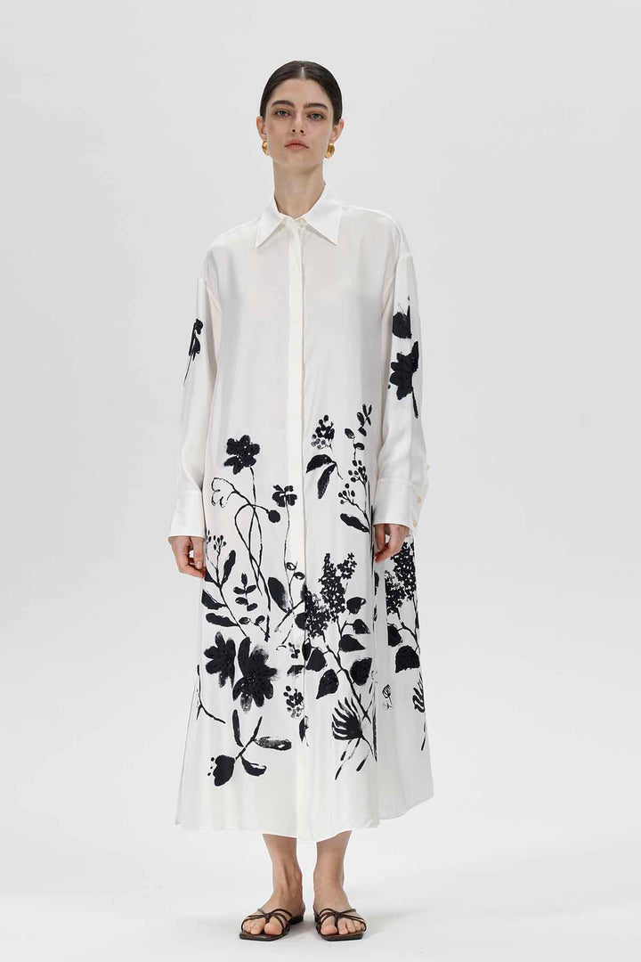 Romily Silk Long Shirt Dress