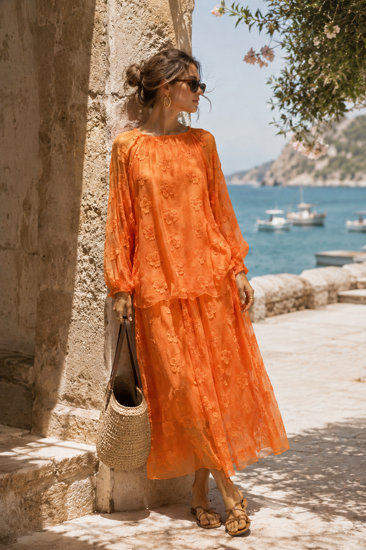 Millicent Bloom Dress Apricot