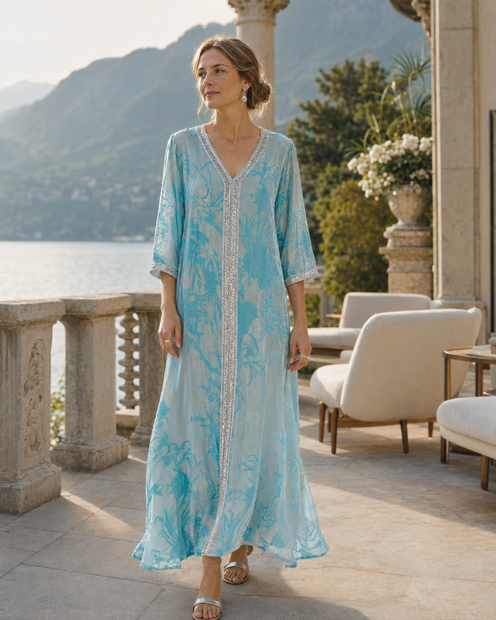 Zinnia Embellished Floral Velvet Maxi Dress