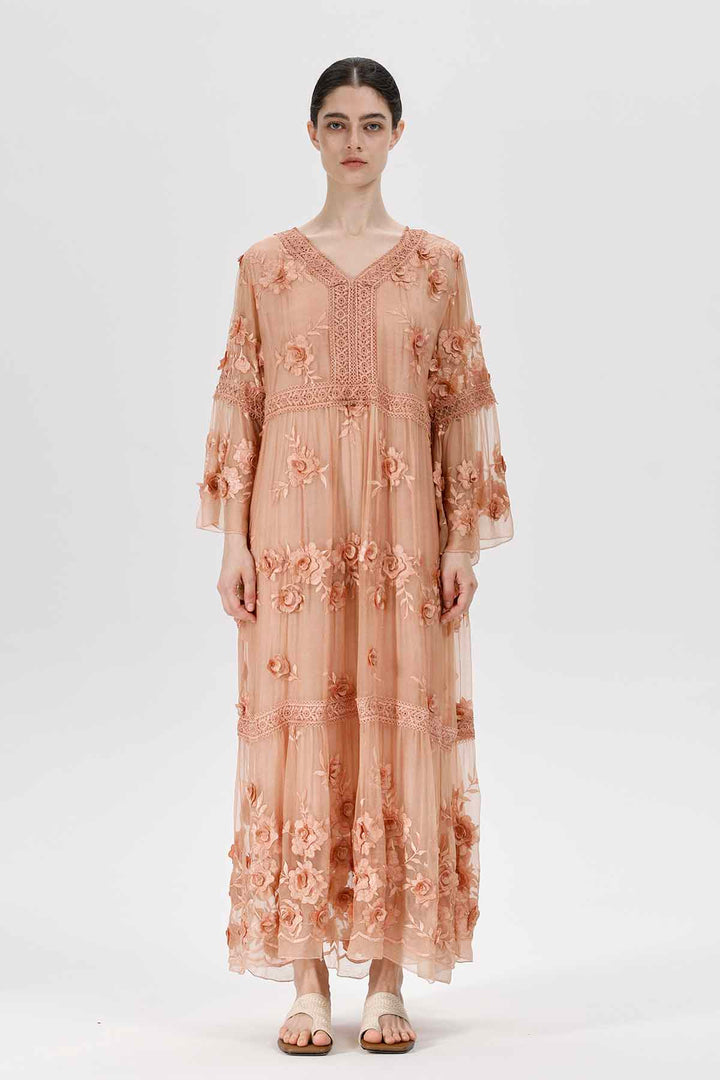 Selma V-Neck Embroidered Dress