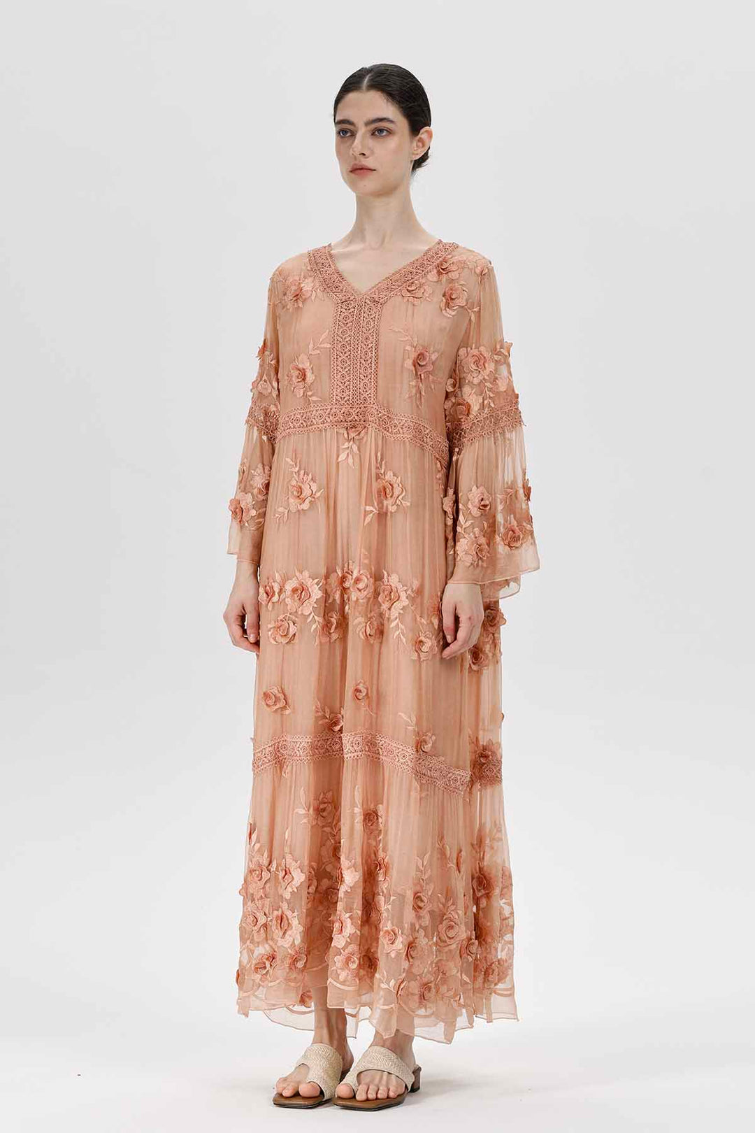 Selma V-Neck Embroidered Dress